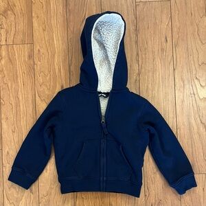 Lands' End 3T Kid's Baby Navy Blue Fleece Lined Zip Front Hoodie Children's